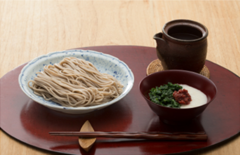 モロヘイヤととろろの梅つけそば