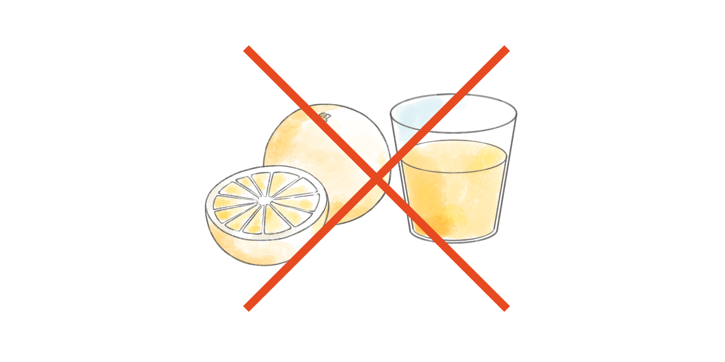 グレープフルーツ、グレープフルーツジュース、セイヨウオトギリソウ（セント・ジョーンズ・ワート）を含む食品