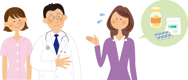 「ほかのお薬と一緒に服用しても大丈夫でしょうか？」と聞いているイメージ