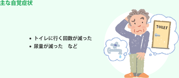 主な自覚症状 トイレに行く回数が減った 尿量が減った など