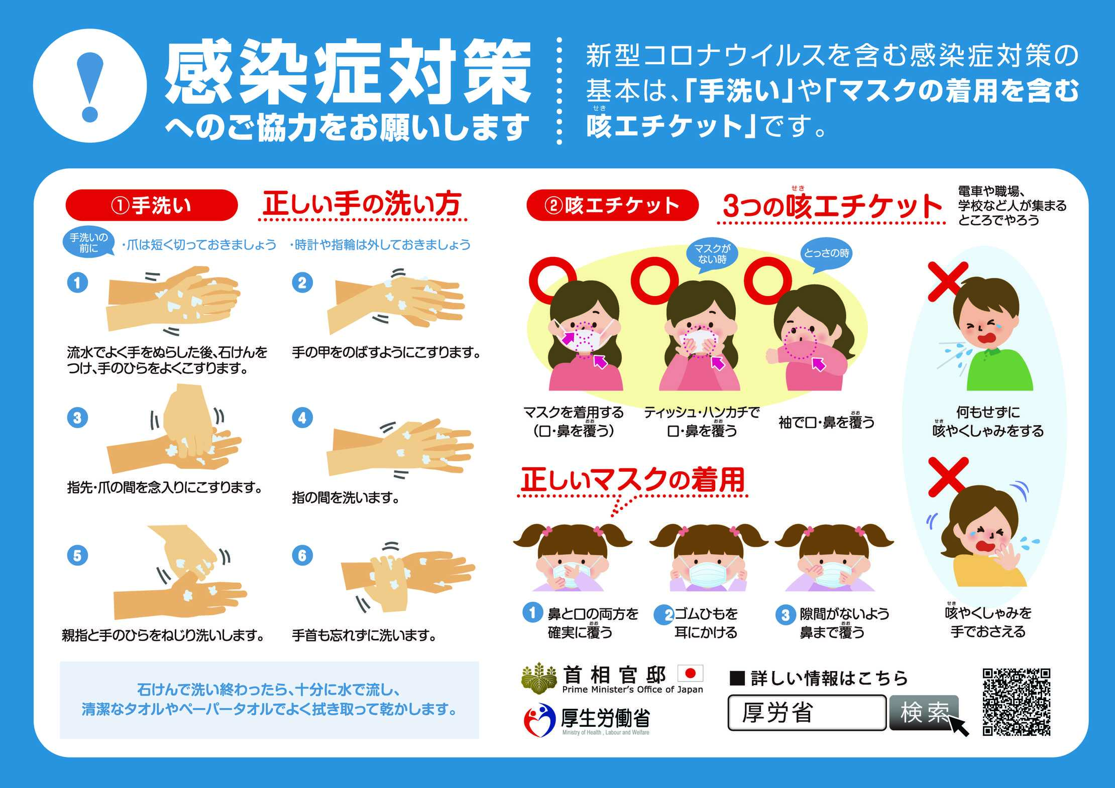 厚生労働省手洗い咳エチケットポスター