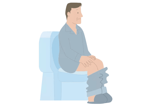 便座に座っている男性のイラスト