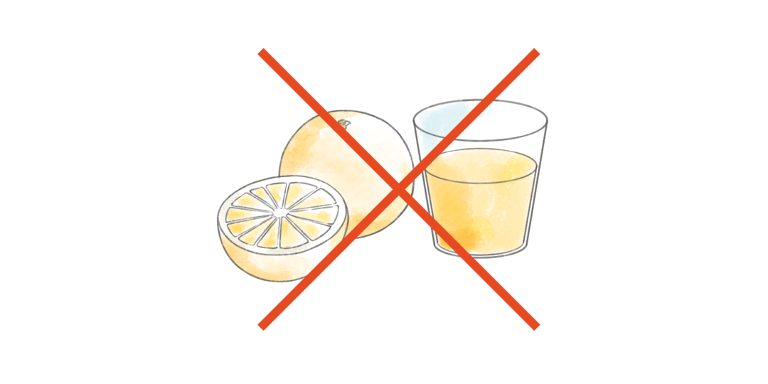 グレープフルーツ、グレープフルーツジュース、セイヨウオトギリソウ（セント・ジョーンズ・ワート）を含む食品