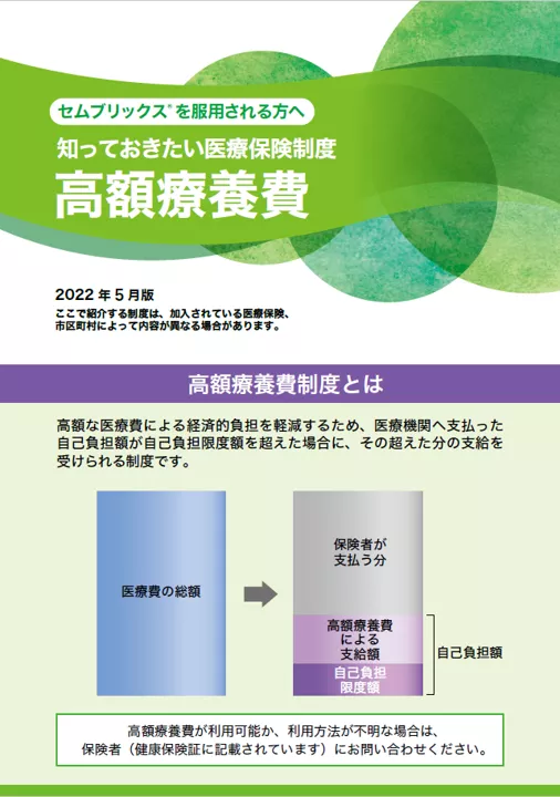 セムブリックスを服用される方へ 知っておきたい医療保険制度 高額療養費