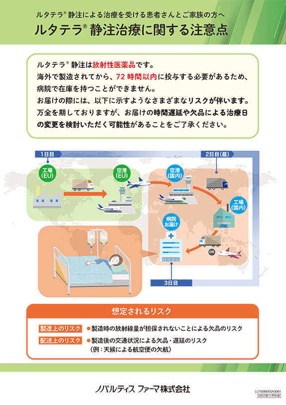 ルタテラ静注治療に関する注意点